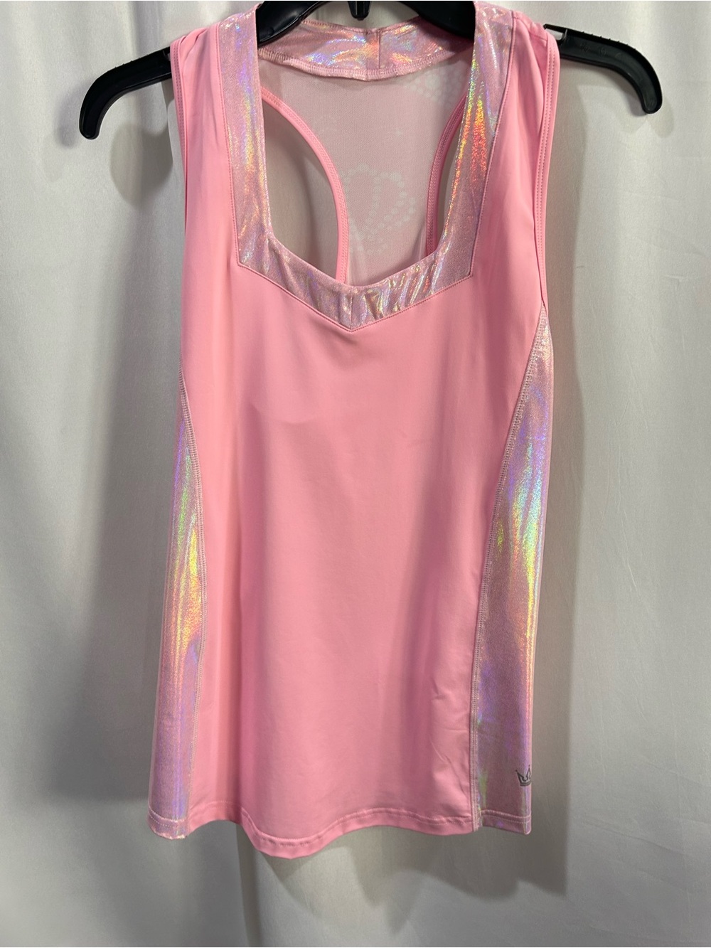 NWOT Crowned Athletics pink Blush Prism Iridescent Flow Tank Top